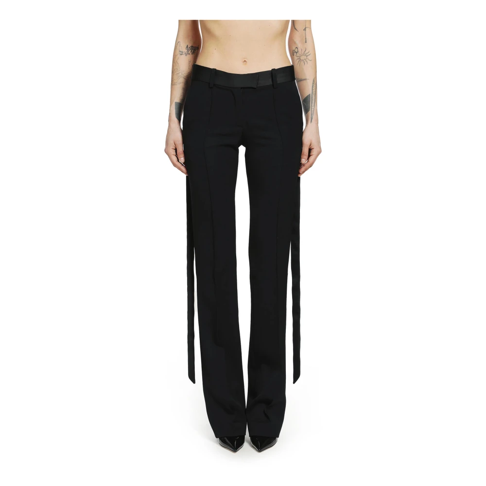 The Attico Women's Black Straight Trousers, 3XS, Wool Gabardine Long Pant