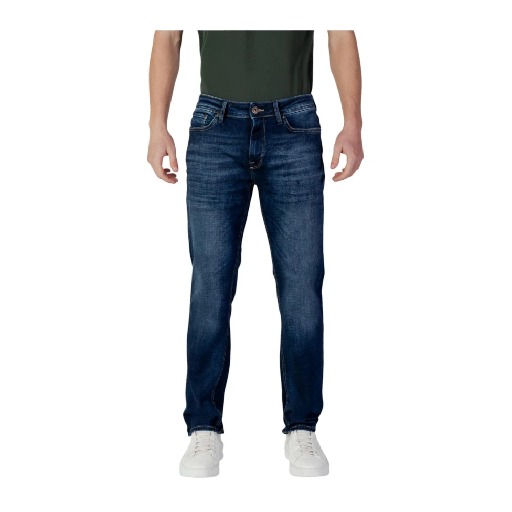 Jack & Jones Men's Blue Slim Fit Jeans, W36 L36, Intelligence Straight Jeans