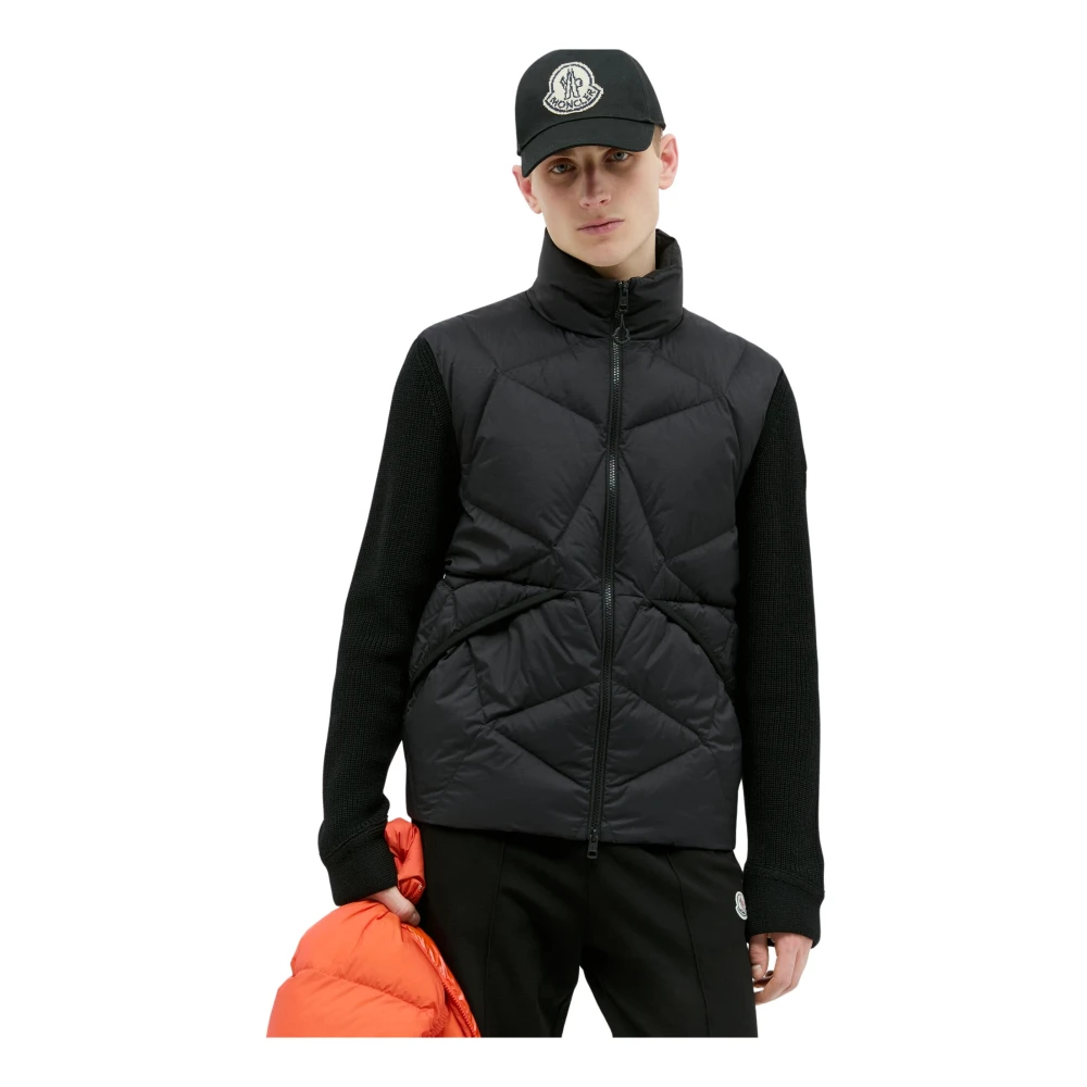 Moncler Gewatteerde Wol Zip-Up Vest Black Heren