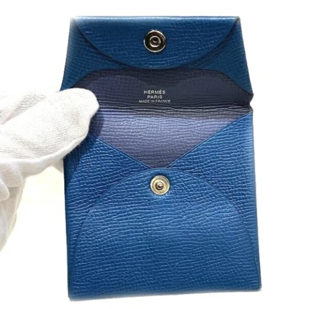 Hermès Vintage Pre-owned Leather wallets Blue Dames