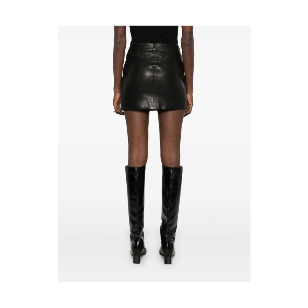 Anine Bing Zwarte leren rok met zakken Black Dames