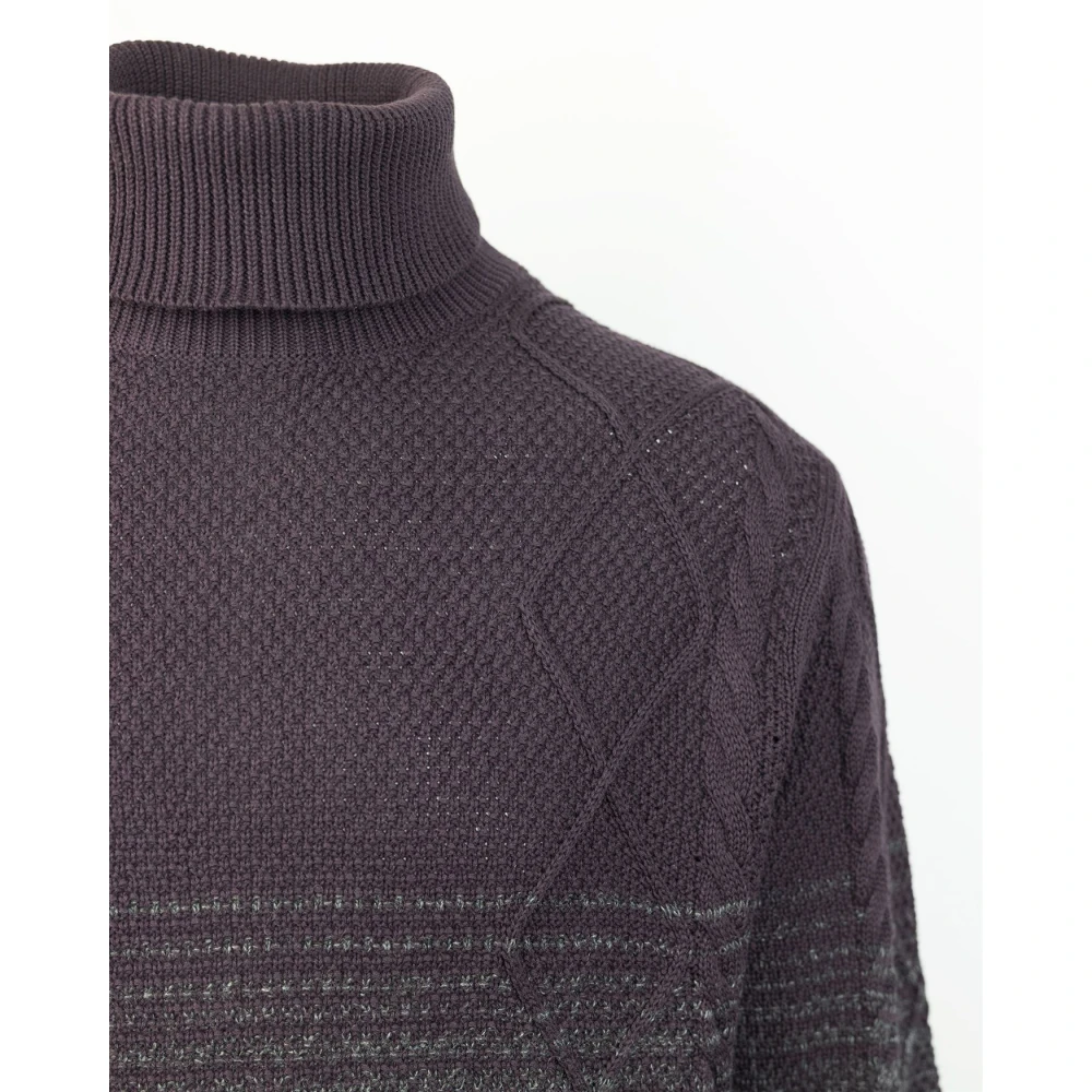 PS By Paul Smith Paarse Trui Hoge Hals Bicolor Gebreid Purple Heren