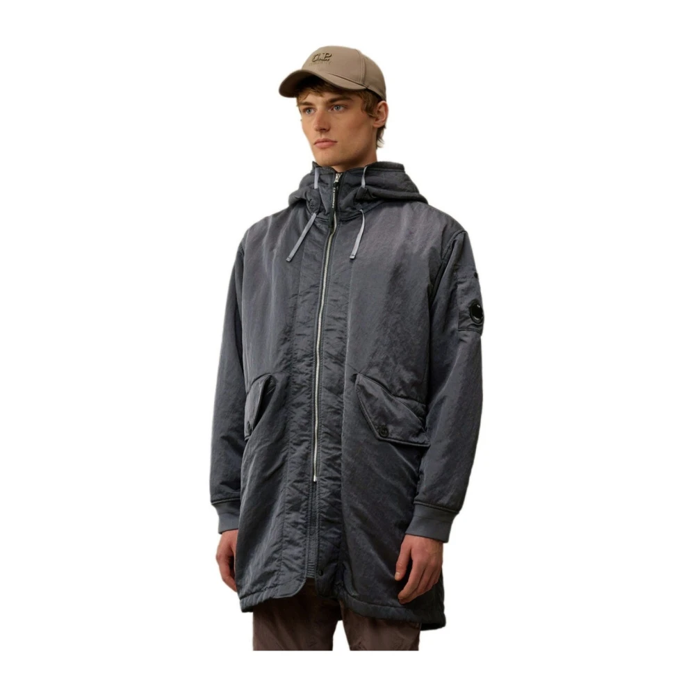 C.P. Company Zwarte Zand Nylon Parka met Lens Black Heren