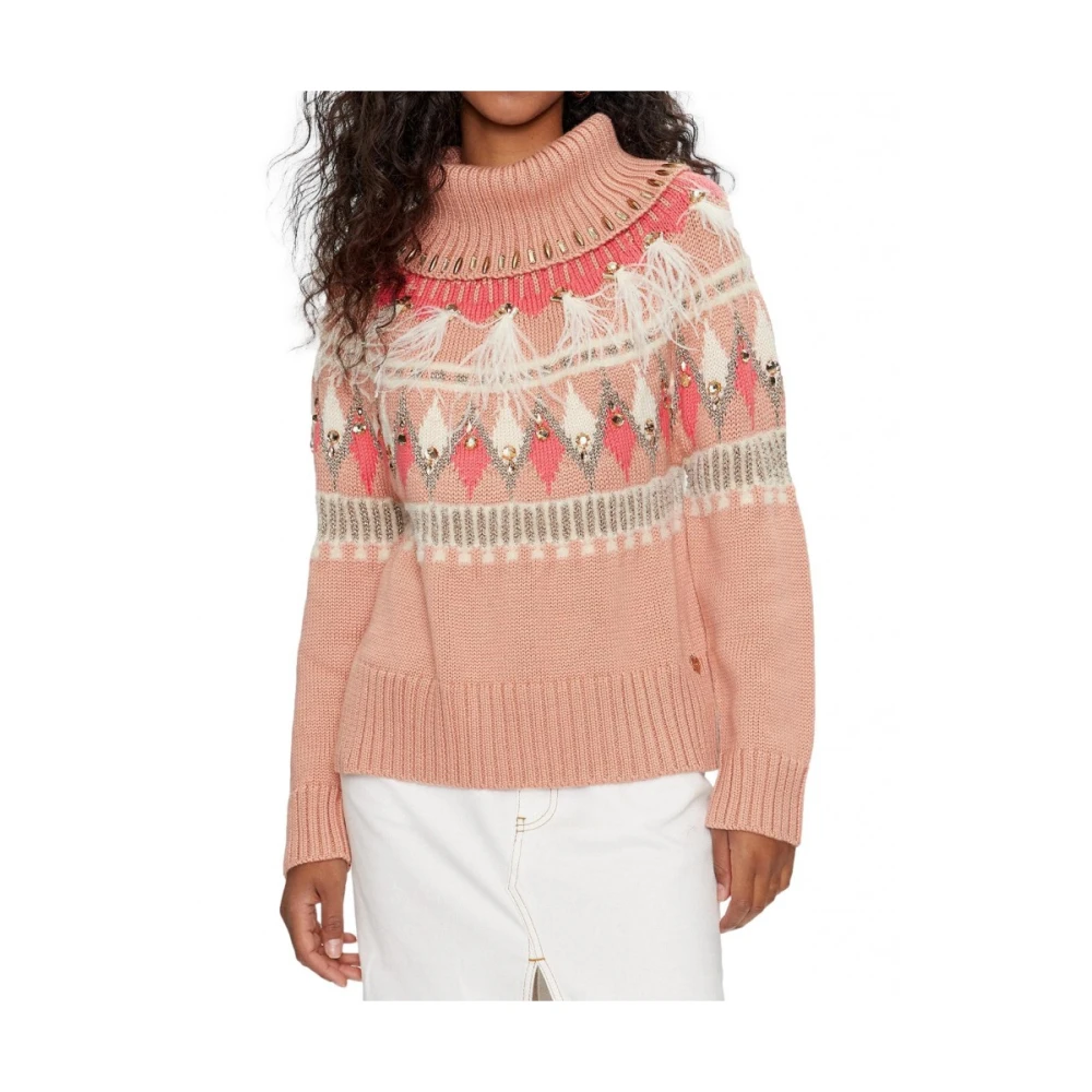 Twinset Geometrische Jacquard Trui met Versieringen Multicolor Dames