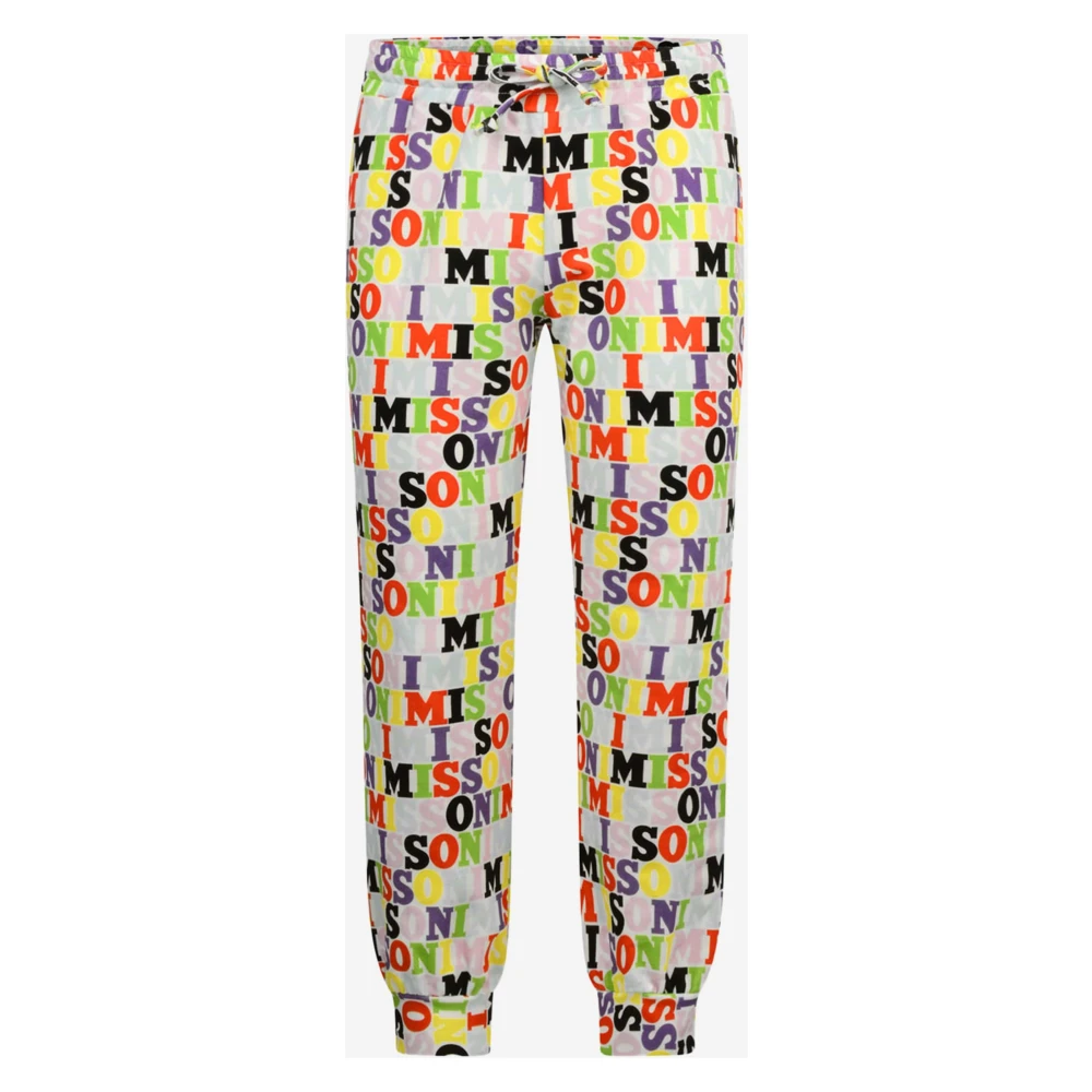 Missoni Girls Multicolor Sweatpants, 2 Y, Logo Print Joggers For