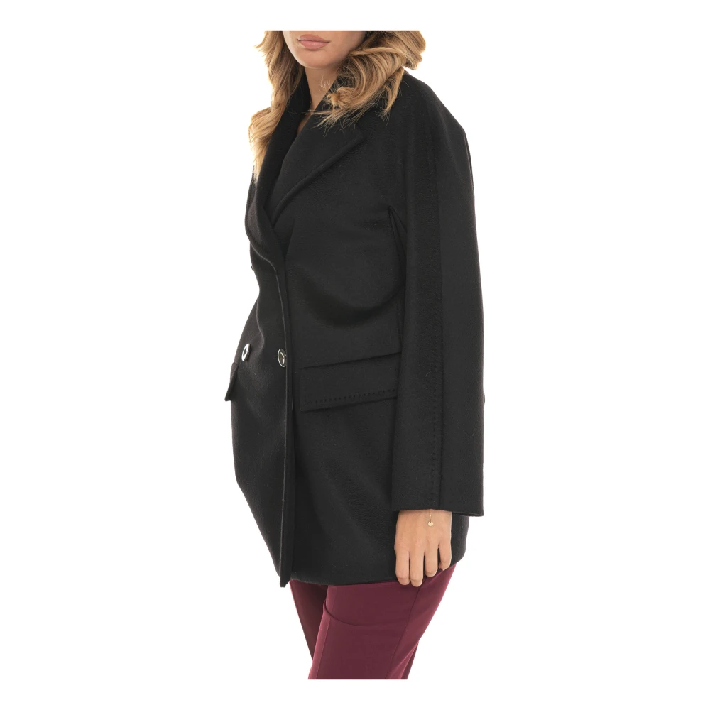 Max Mara Studio Kent jas met dubbele rij knopen Black Dames