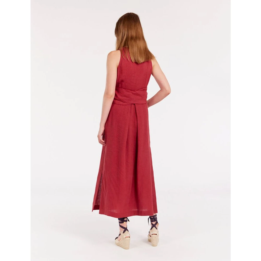 Ines De La Fressange Paris Ambre lange jurk in frambozen linnen Pink Dames