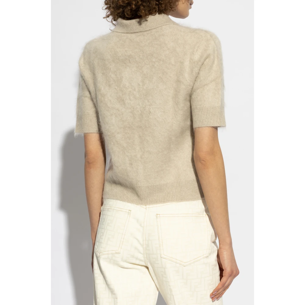 Lisa Yang Top met kraag Carolyn Beige Dames