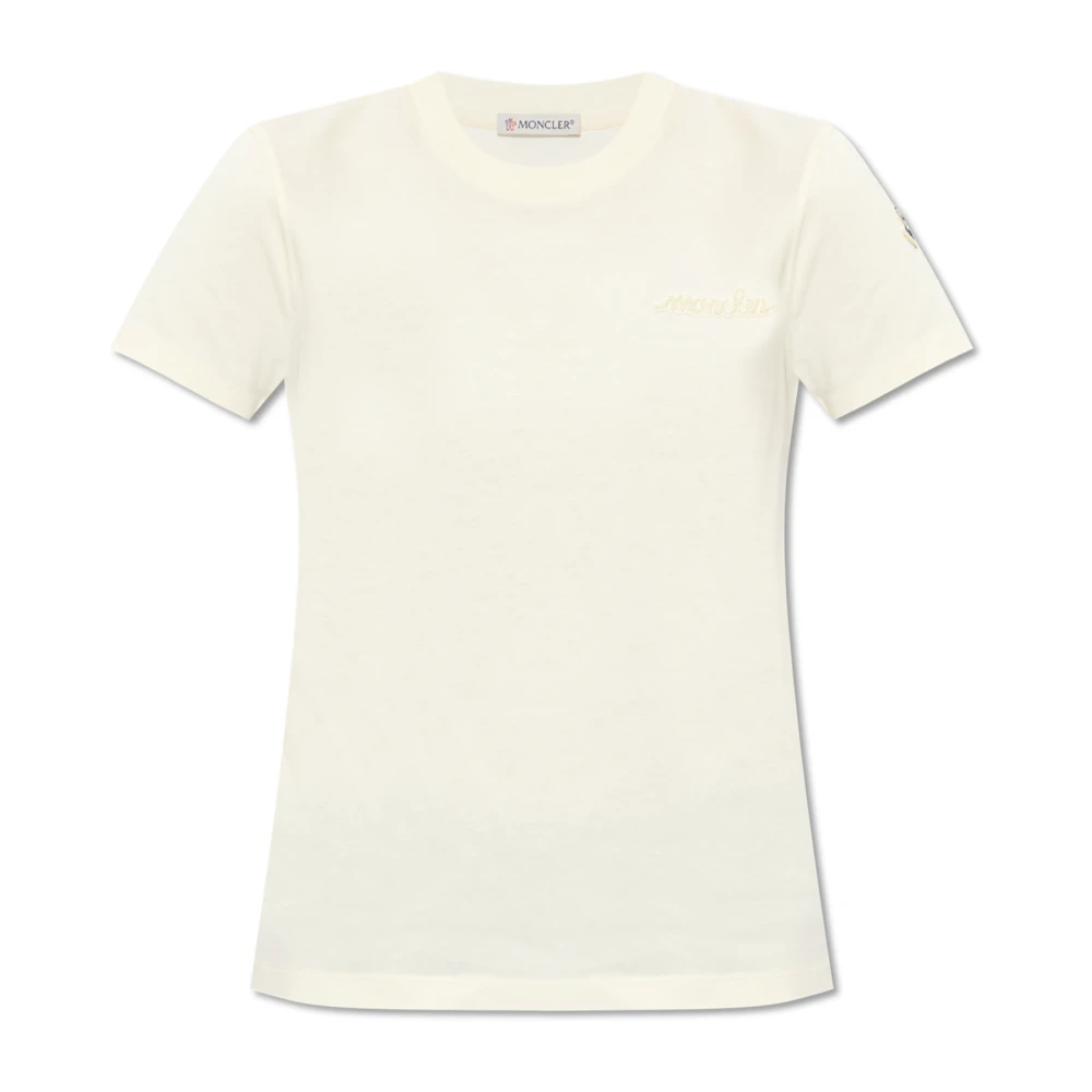 Moncler T-shirt med logotyp Beige, Dam