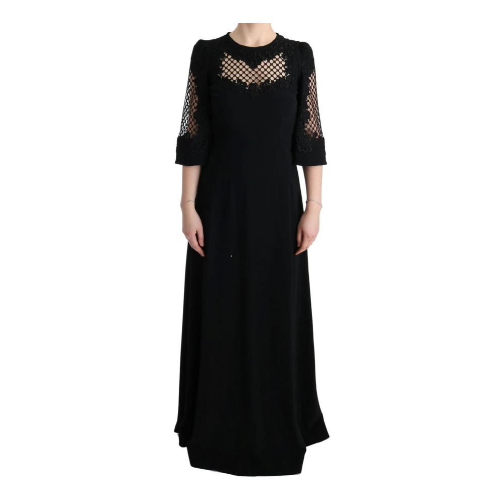 Dolce & Gabbana Women's Black Floral Applique Maxi Dress