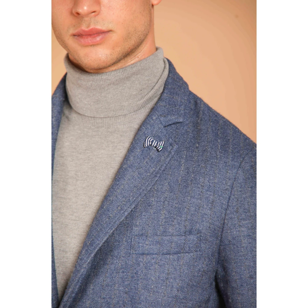 Mason's Pinstripe Flanel Heren Blazer Regular Fit Blue Heren