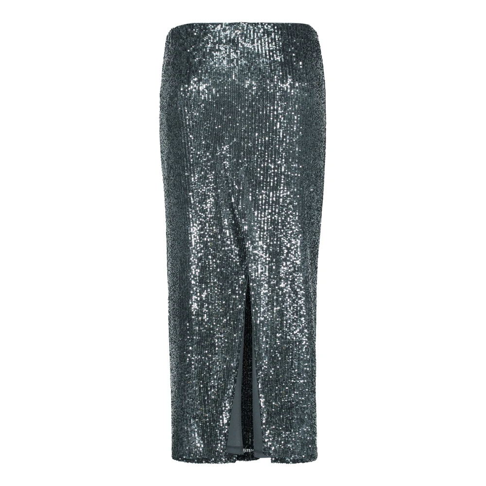 Vera Mont Pailletten Midi Rok met Elastische Taille Gray Dames