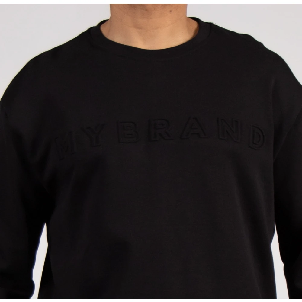 My Brand Geëmbosseerde Statement Sweater in Zwart Black Heren