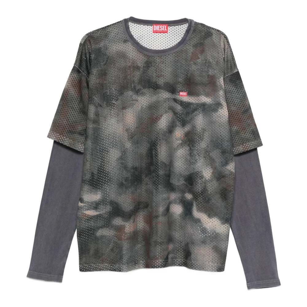 Diesel Men's Multicolor Long Sleeve T-Shirts, M, T-Shirts And Polos Grey