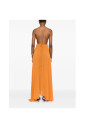 robe-orange-a-col-halter-et-plissee