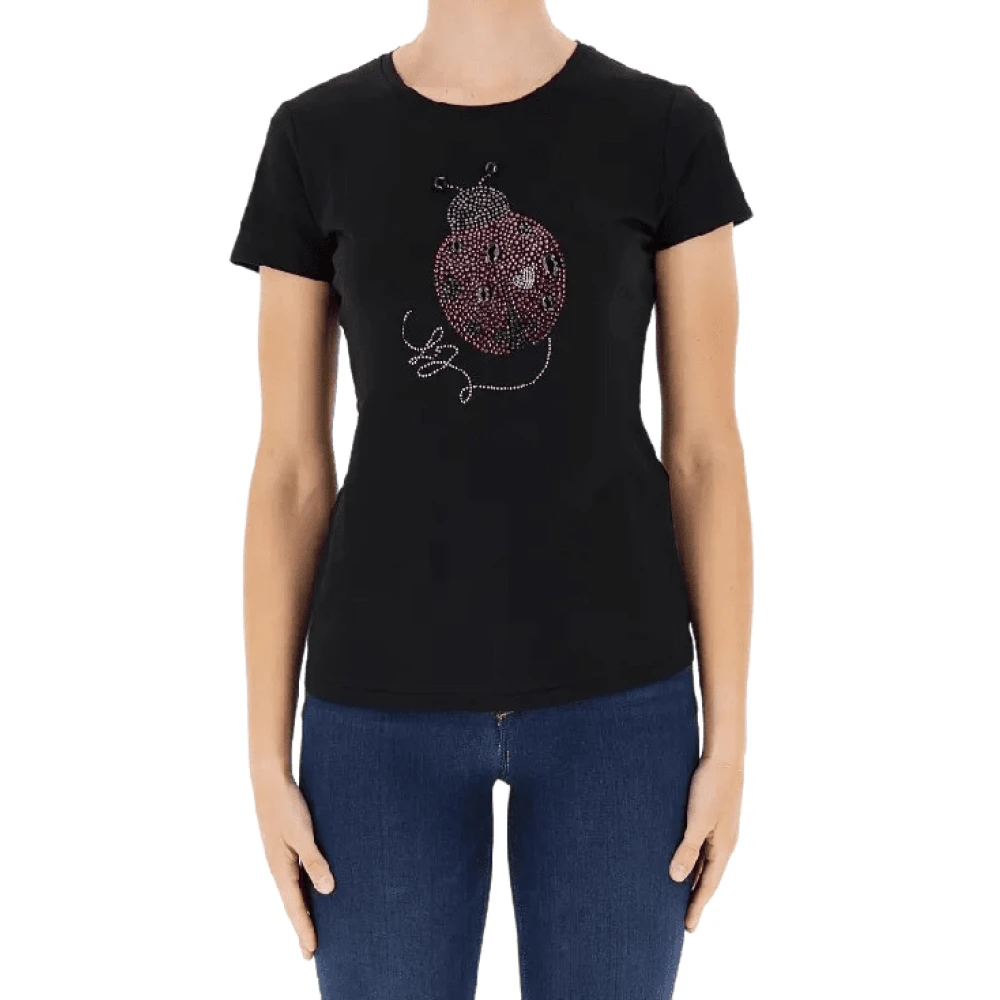 Liu Jo Dieren Strass Zwart T-shirt Black Dames