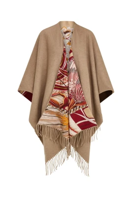 Beige Frans Kant Abstrakt Sidenscarf