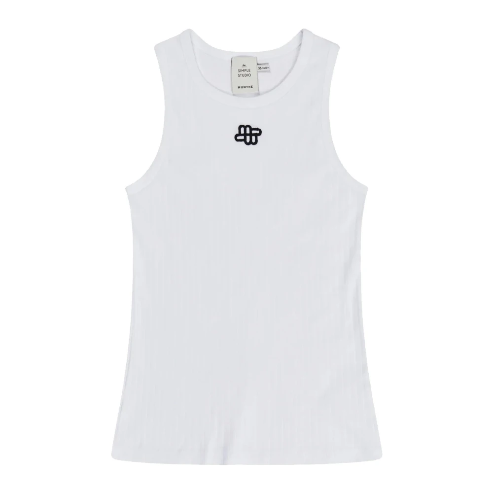 Munthe Women's White Embroidered Sleeveless Top - Sleeveless Tops - Xl - Tops