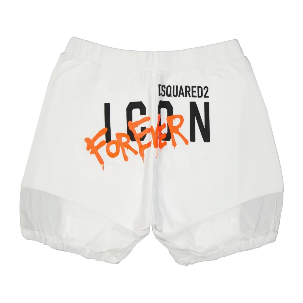 Dsquared2 Witte Logo Katoenen Shorts Ss22 White Heren