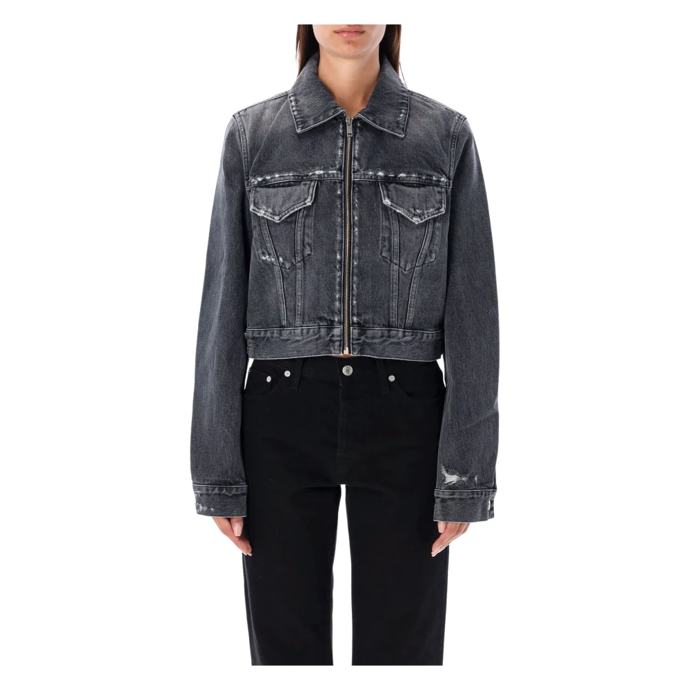 Givenchy Zwart Denim Cropped Jasje Black Dames