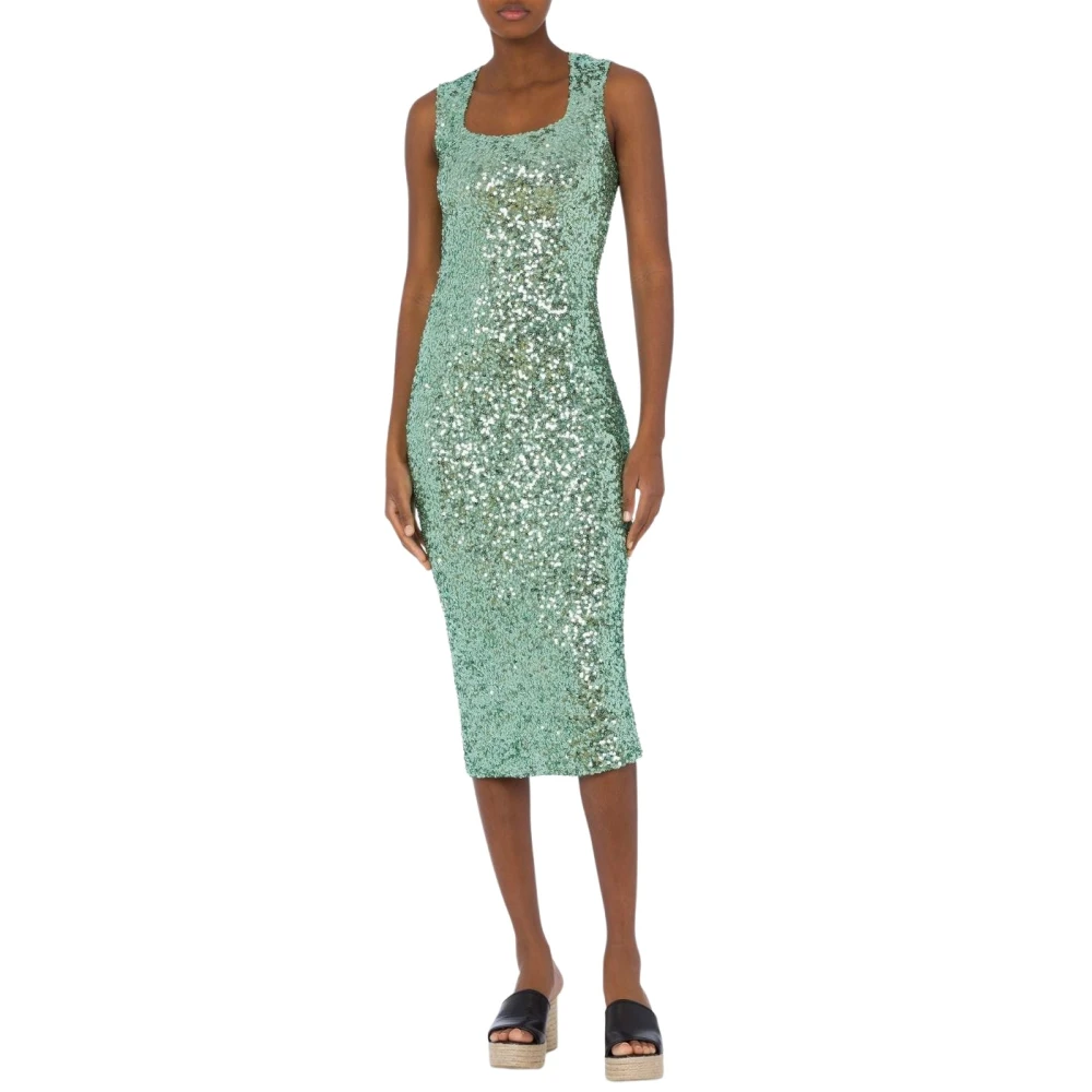 Moschino Pailletten Geborduurde Midi Jurk Groen Green Dames