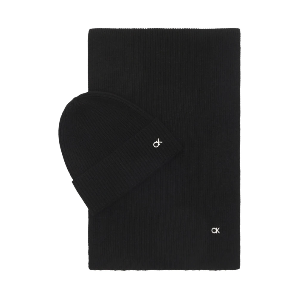 Calvin Klein Zwarte Beanie Sjaal voor Vrouwen Black Dames