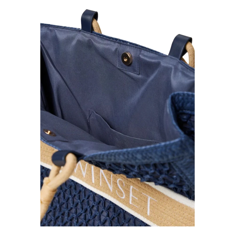 Twinset Blauwe geweven shopper tas Blue Dames