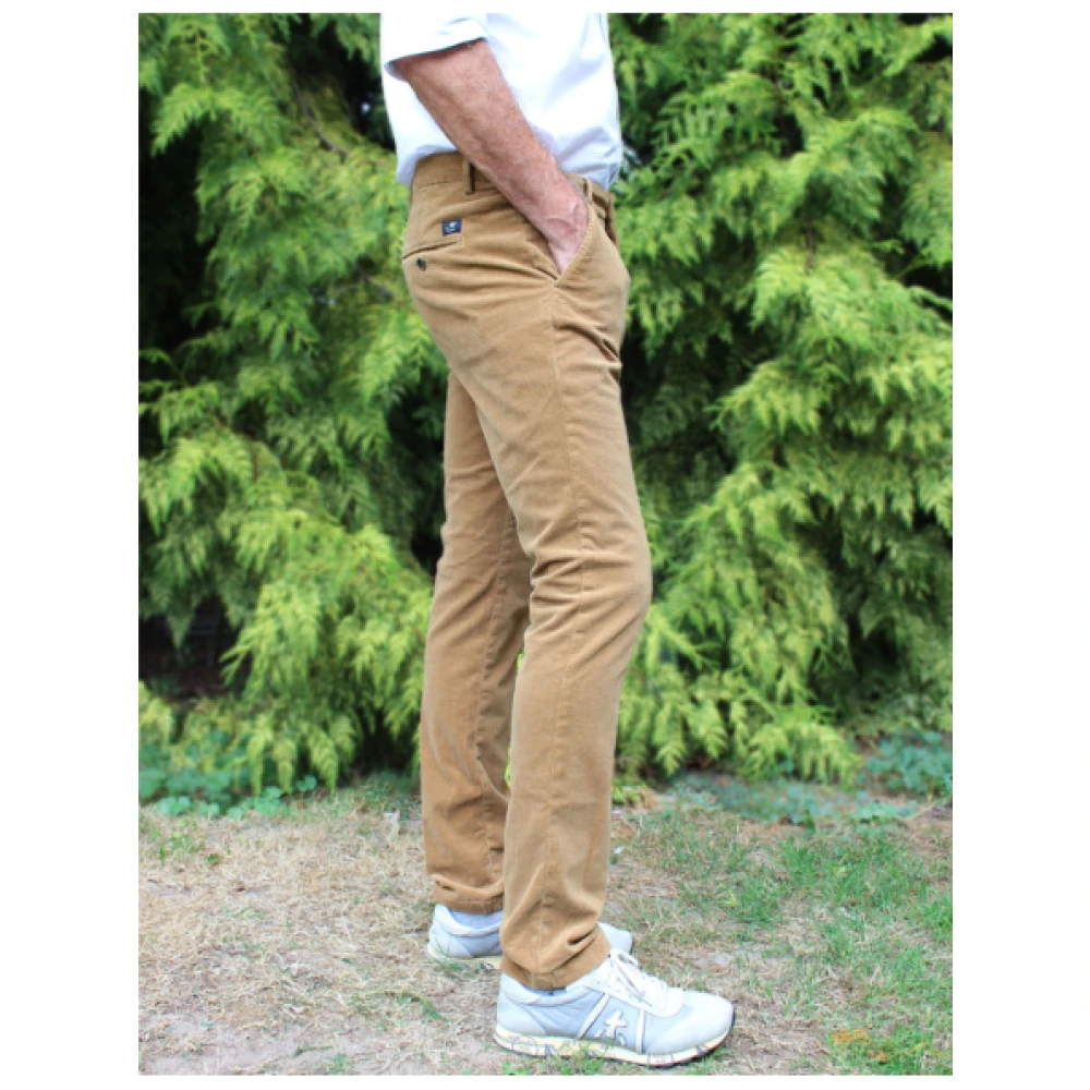 Mason's Slim Fit Fluweel Katoenen Chino Broek Beige Heren
