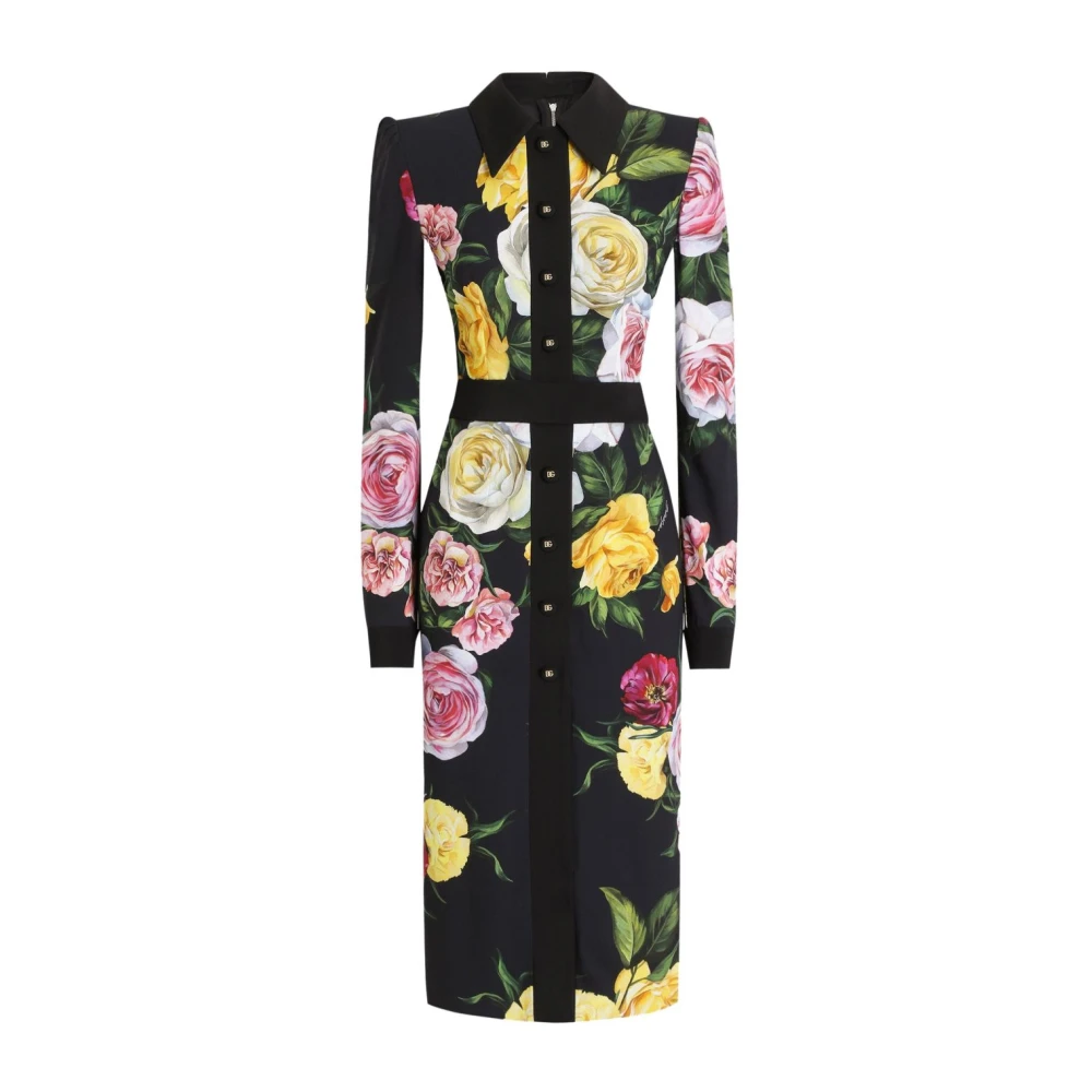 Dolce & Gabbana Roze Jurken met Klassieke Kraag Multicolor Dames