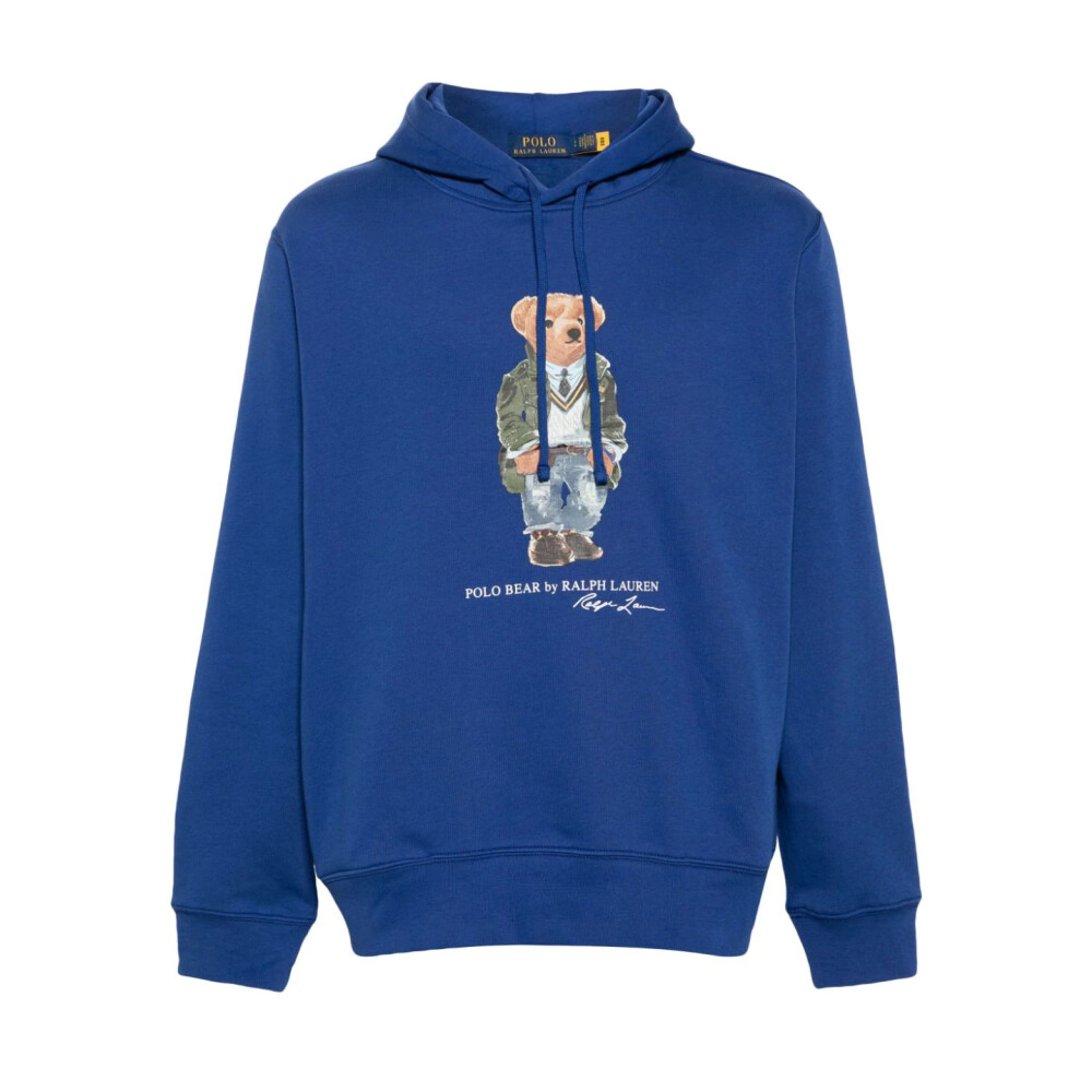 Blauwe Sweaters met Trekkoord Capuchon en Polo Bear Polo Ralph