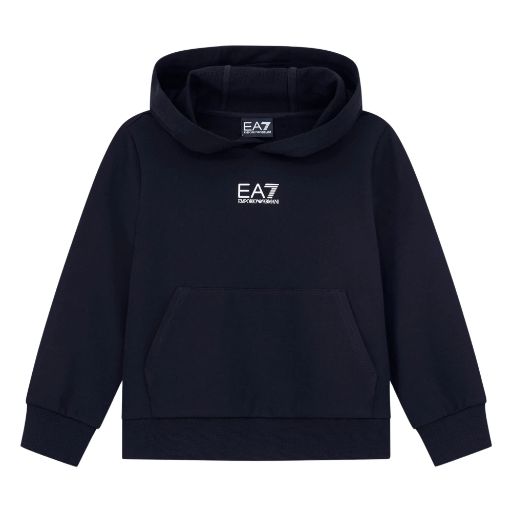 Ea7 Boys Black Core Identity Cotton Hooded Sweatshirt - Image 3
