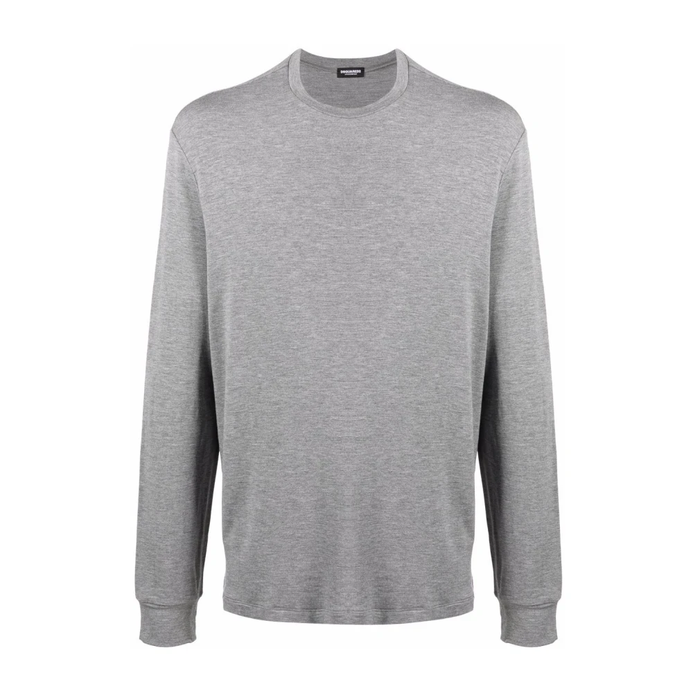 Dsquared2 Grijze Trui met Lange Mouwen en Geribbelde Zoom Gray Heren