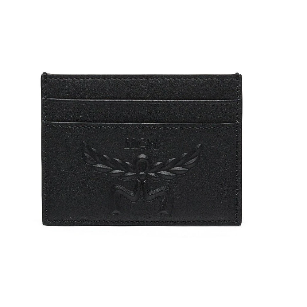 MCM Hemel kaarthouder van kalfsleer met laurierlogo Black Dames