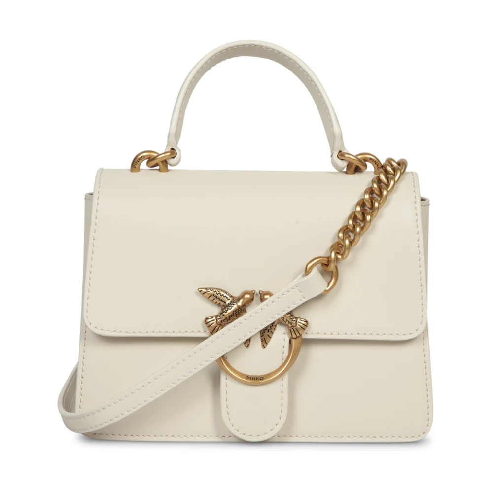 Pinko Vrouw Wit Tassen Dames, One Size, Leer, Love Birds Leren Tas