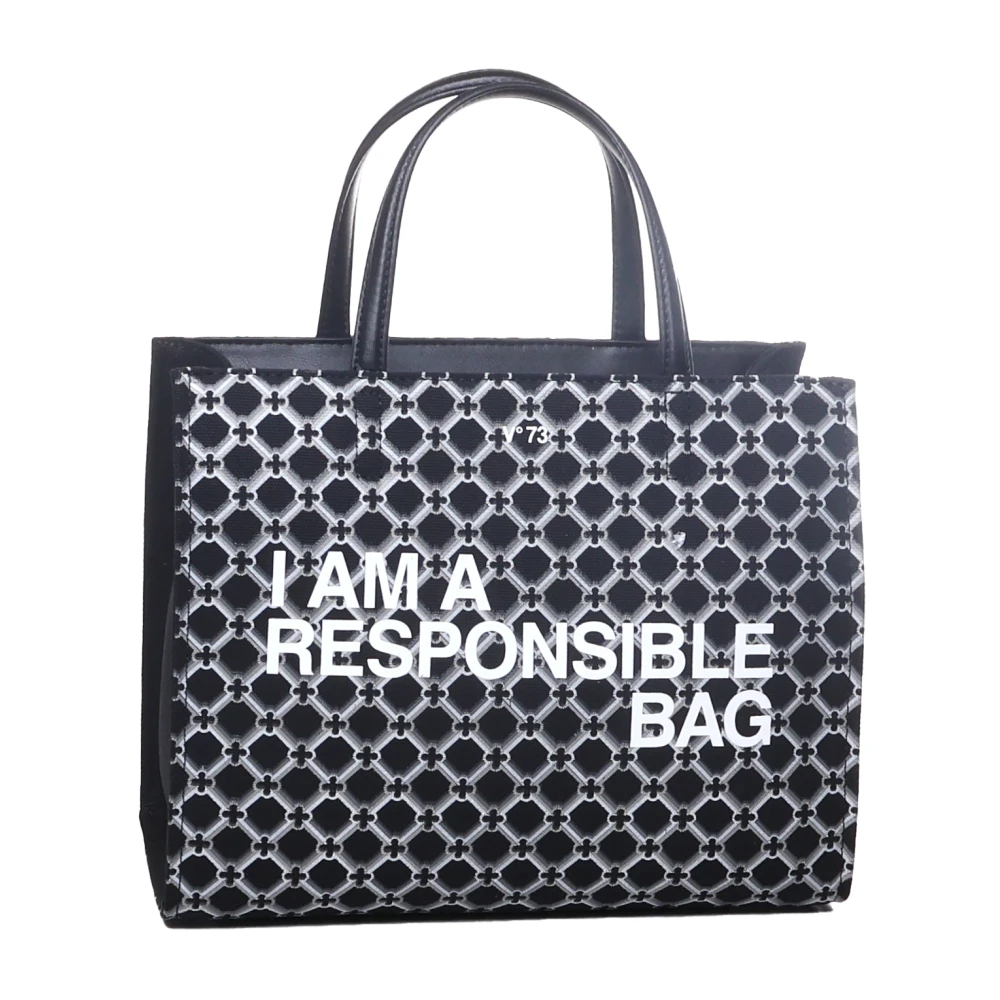 V73 Zwarte Geometrische Print Tas Black Dames