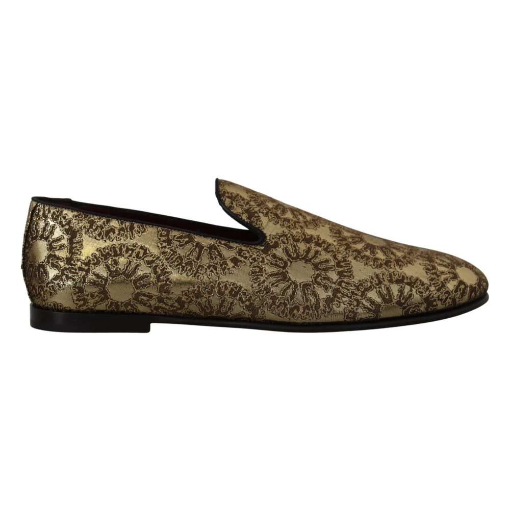 Dolce & Gabbana Men's Yellow Luxury Gold Loafers Slides Shoes - Loafers - 9 Uk - Shoes