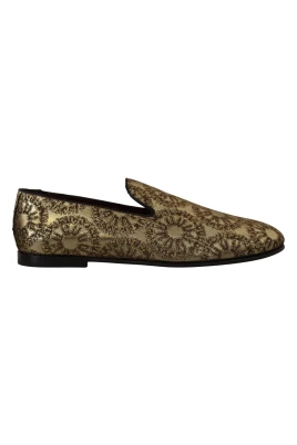 Lyxiga Guld Loafers Slides Skor