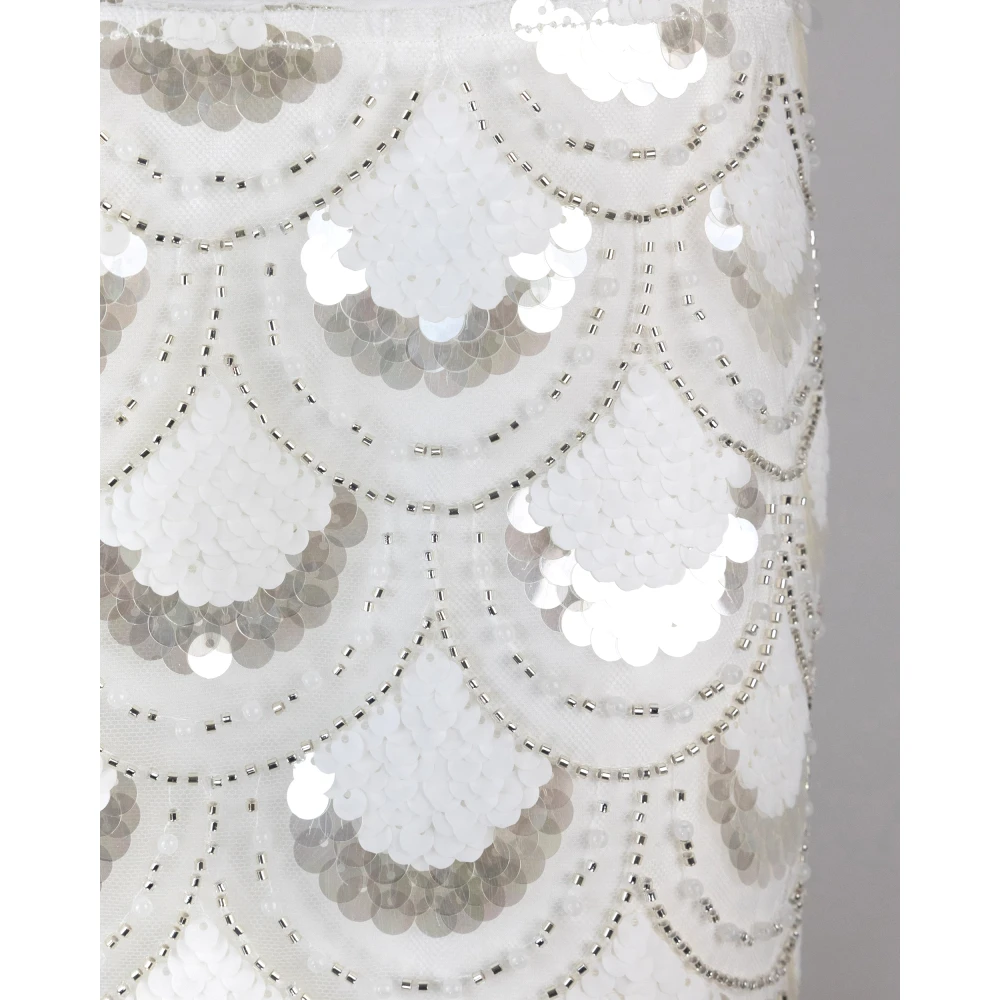 Rotate Birger Christensen Witte Pailletten Slim Fit Rok White Dames
