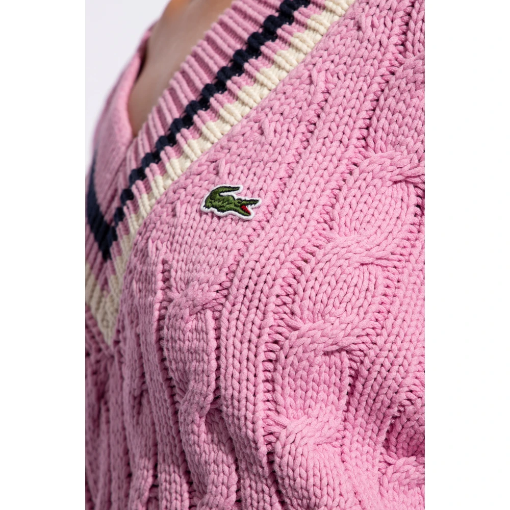 Lacoste Trui met logo patch Pink Dames