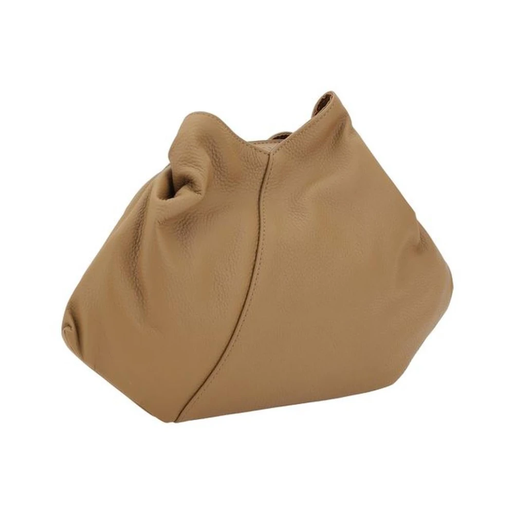 MM6 Maison Margiela Gestructureerde leren handtas met bovenhandvat Brown Dames