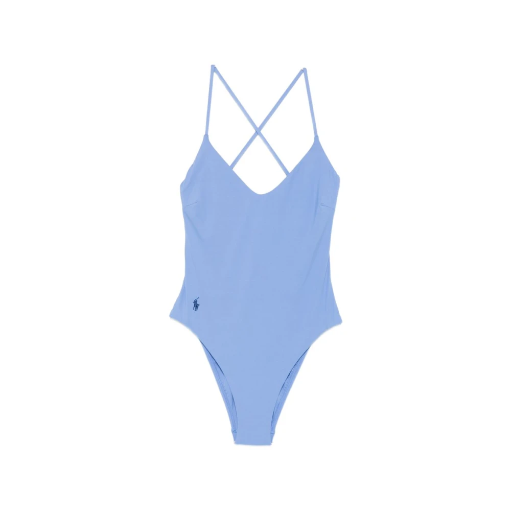 Polo Ralph Lauren Women's Blue V-Neck Swimsuit - Swimsuits - M - Swimwear