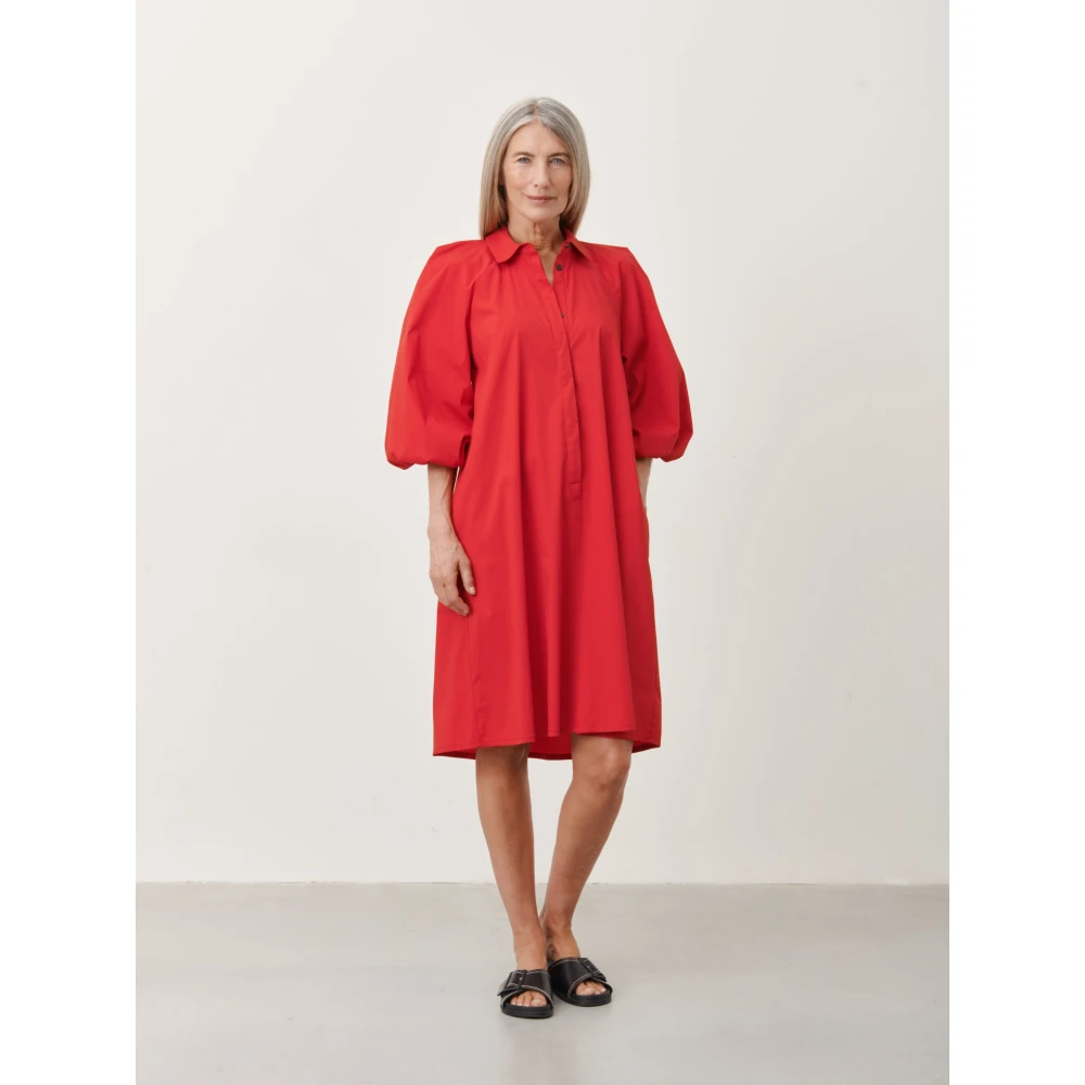 Jane Lushka Rode Carlen Jurk met Voorknoppen Red Dames