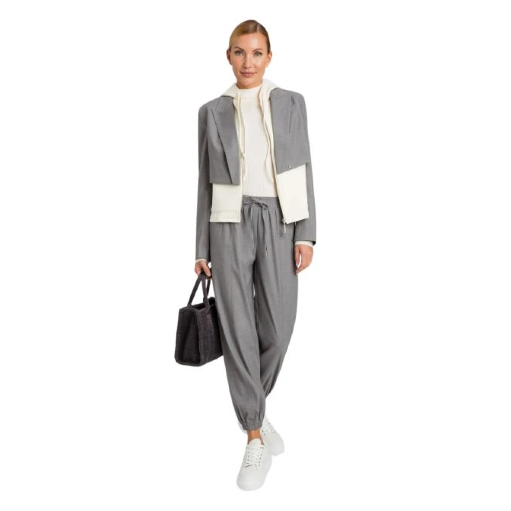 Twinset Grijze Hooded Double-Breasted Blazer Jas Gray Dames