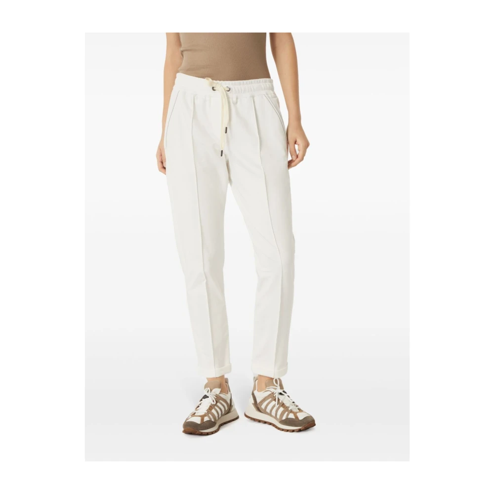 BRUNELLO CUCINELLI Witte katoenen stretch joggingbroek White Dames