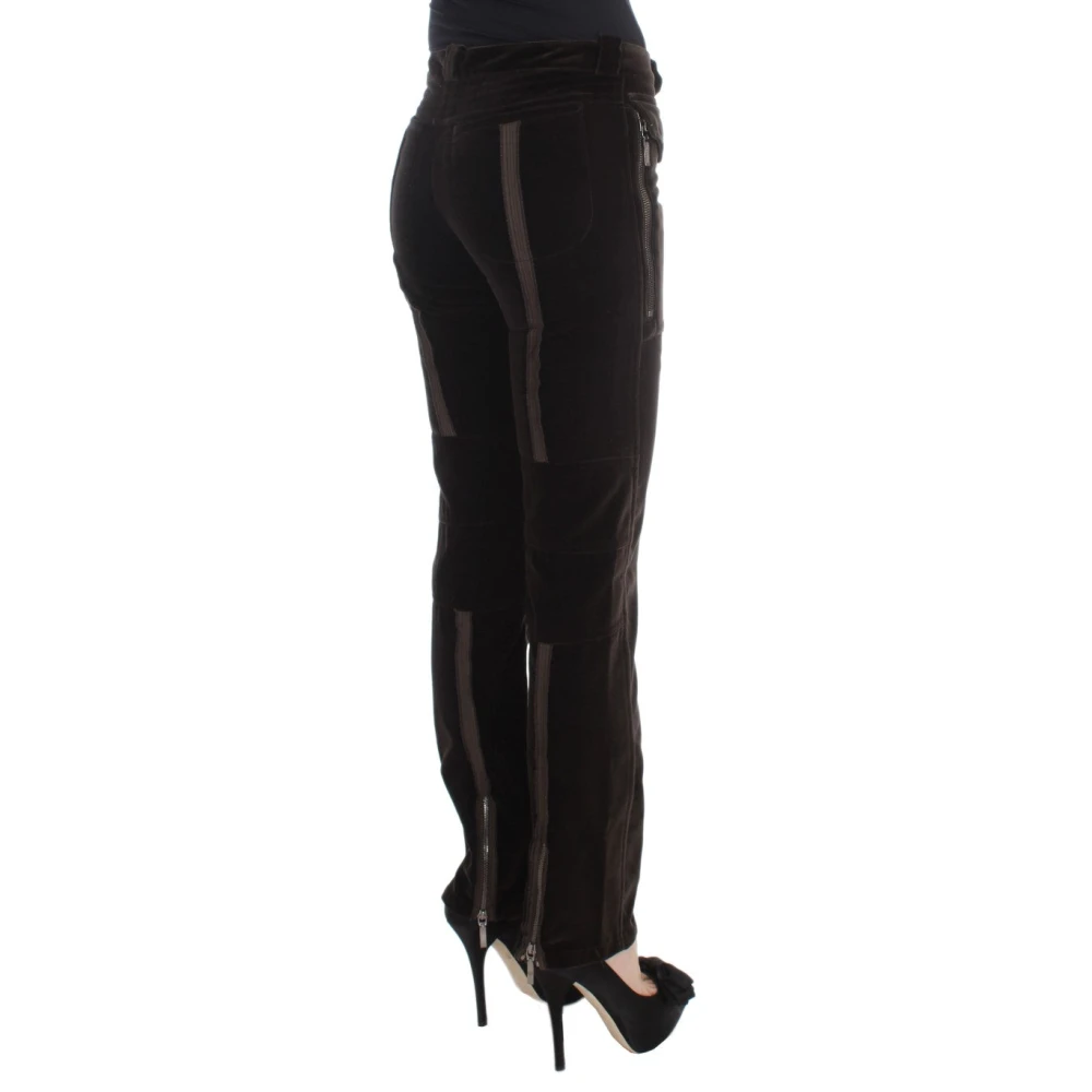Ermanno Scervino Italiaanse Slim Fit Katoenen Broek Brown Dames