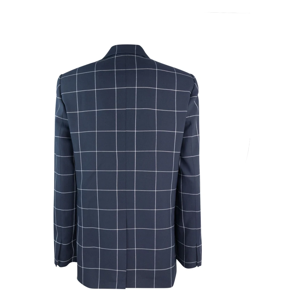 Liu Jo Blauwe geruite blazer met dubbele rij knopen Blue Dames