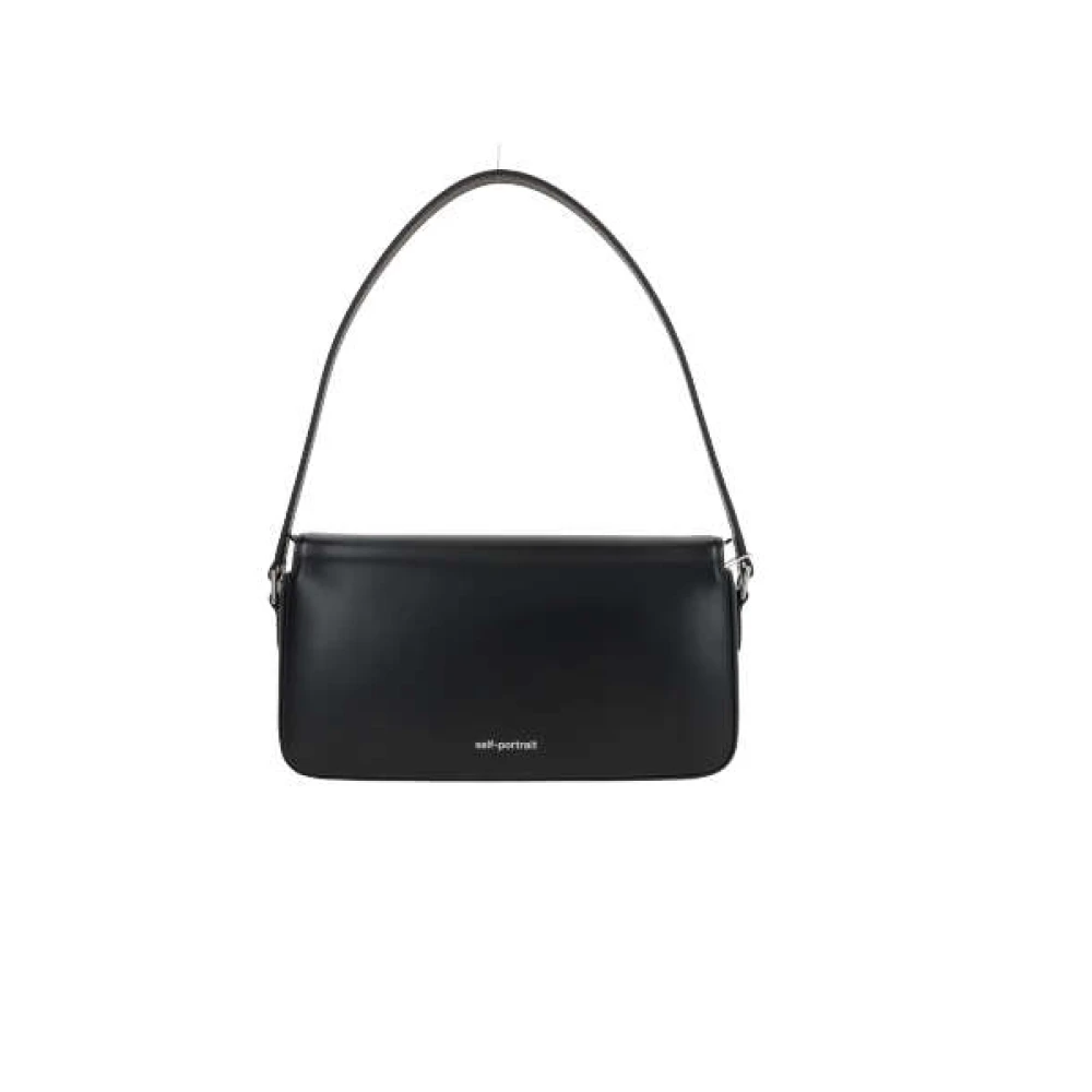 Self Portrait Zwarte Leren Handtas met Kristalstrik Black Dames