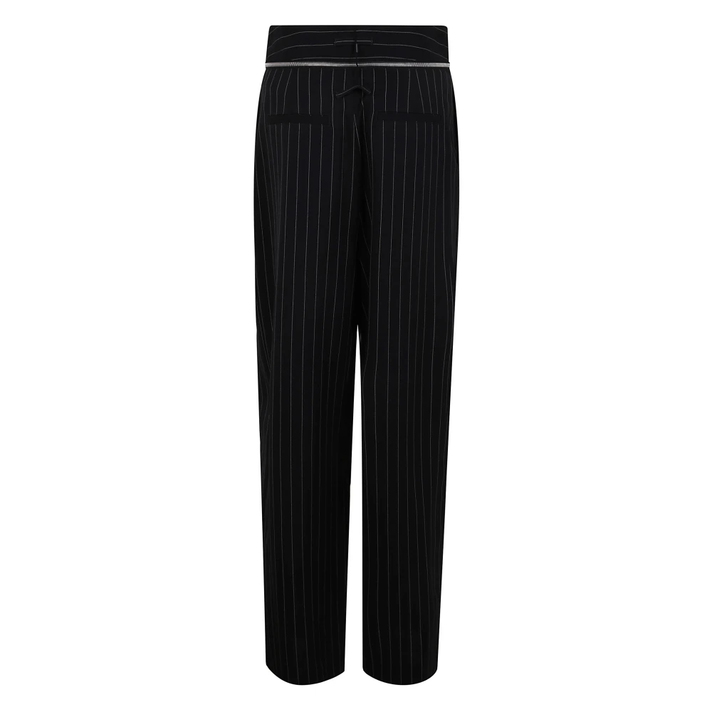 Jean Paul Gaultier Pinstripe Wool Tailored Broek met Riem Black Dames
