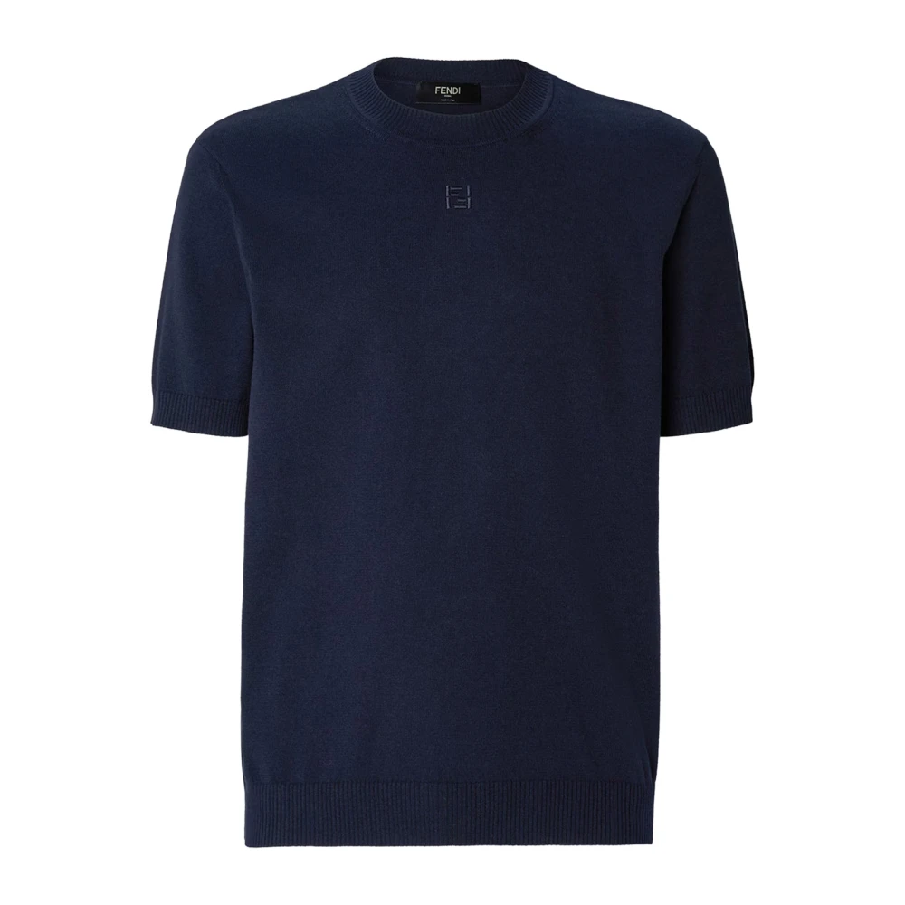 Fendi Men's Blue Crew-Neck Jumper - Round-Neck Knitwear - S - Knitwear