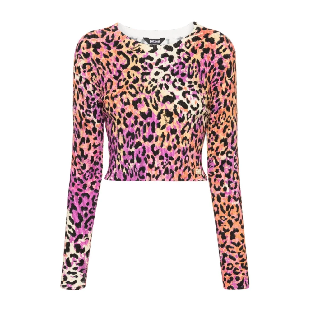 Just Cavalli Roze Digitale Print Sweaters Multicolor Dames